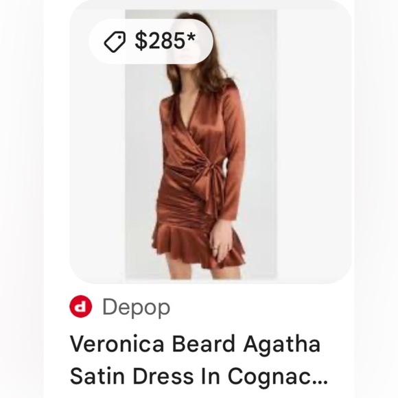 Veronica Beard Orange Ruched Wrap Dress - Picture 3 of 14